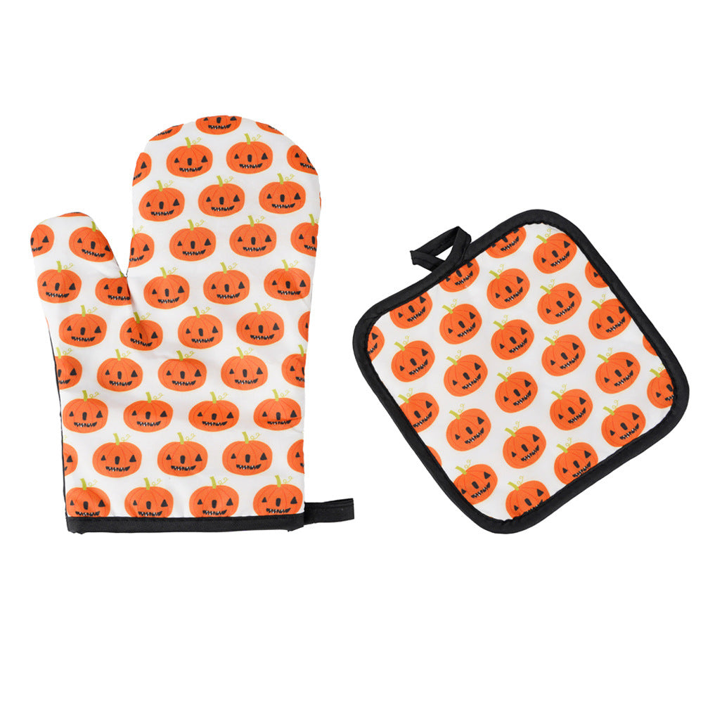 Halloween Pattern Insulated Microwave Oven Gloves