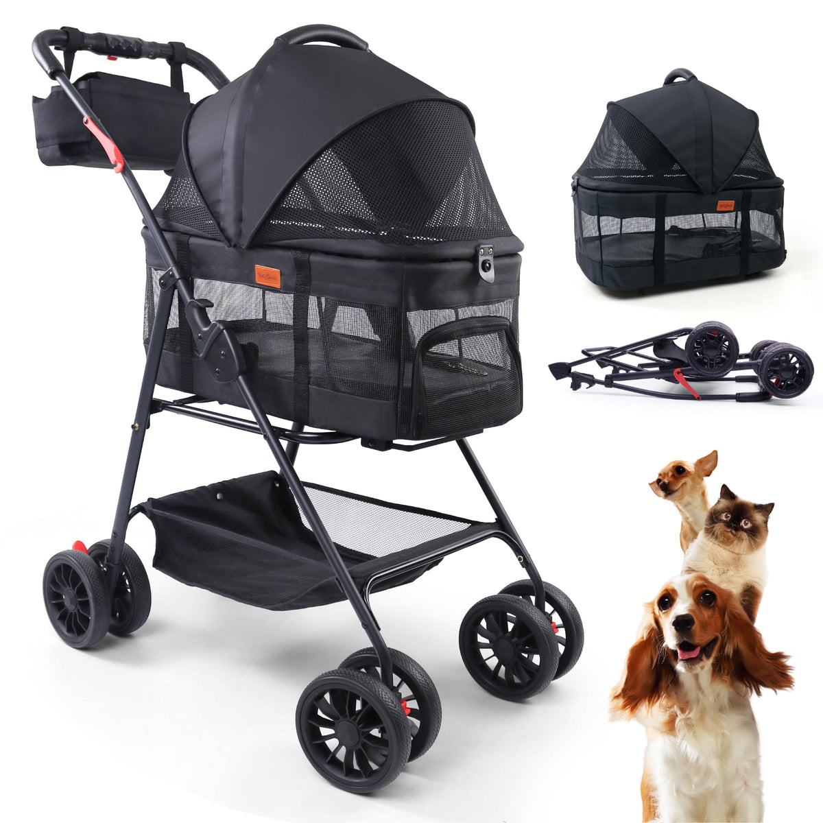 Bicystar Pet Stroller with Detachable Carrier