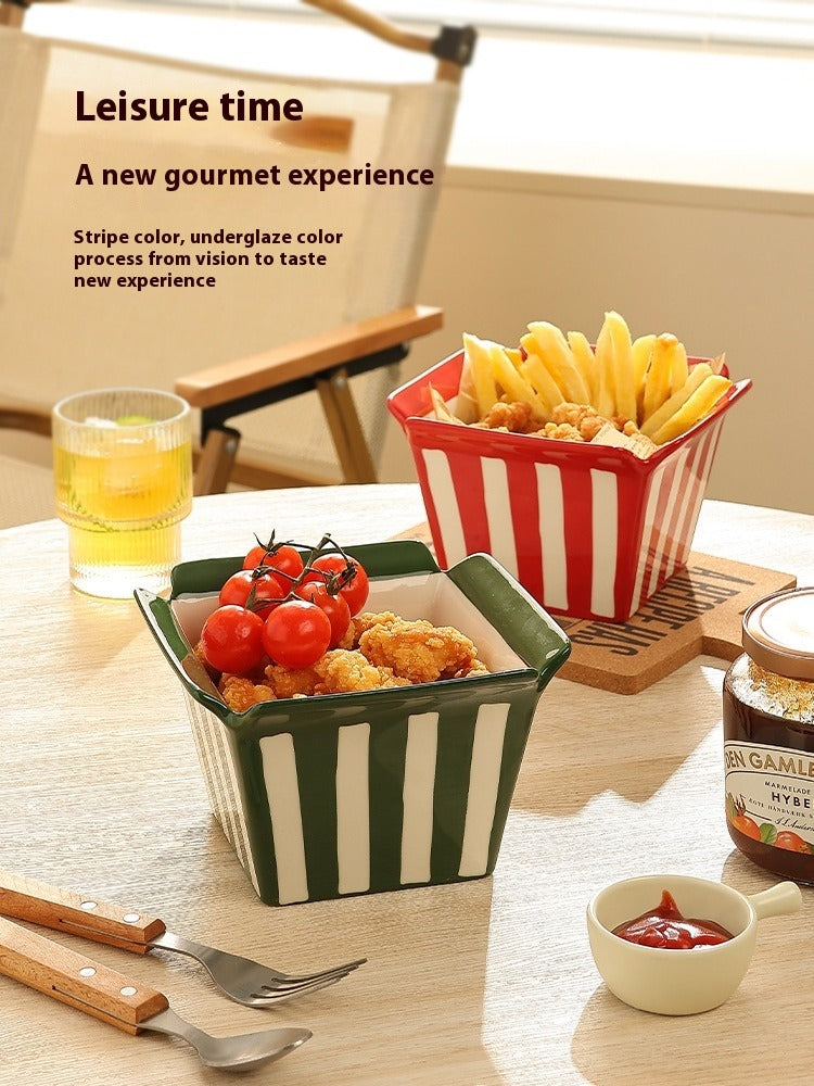 Ceramic Popcorn Bowl French Fries Shape