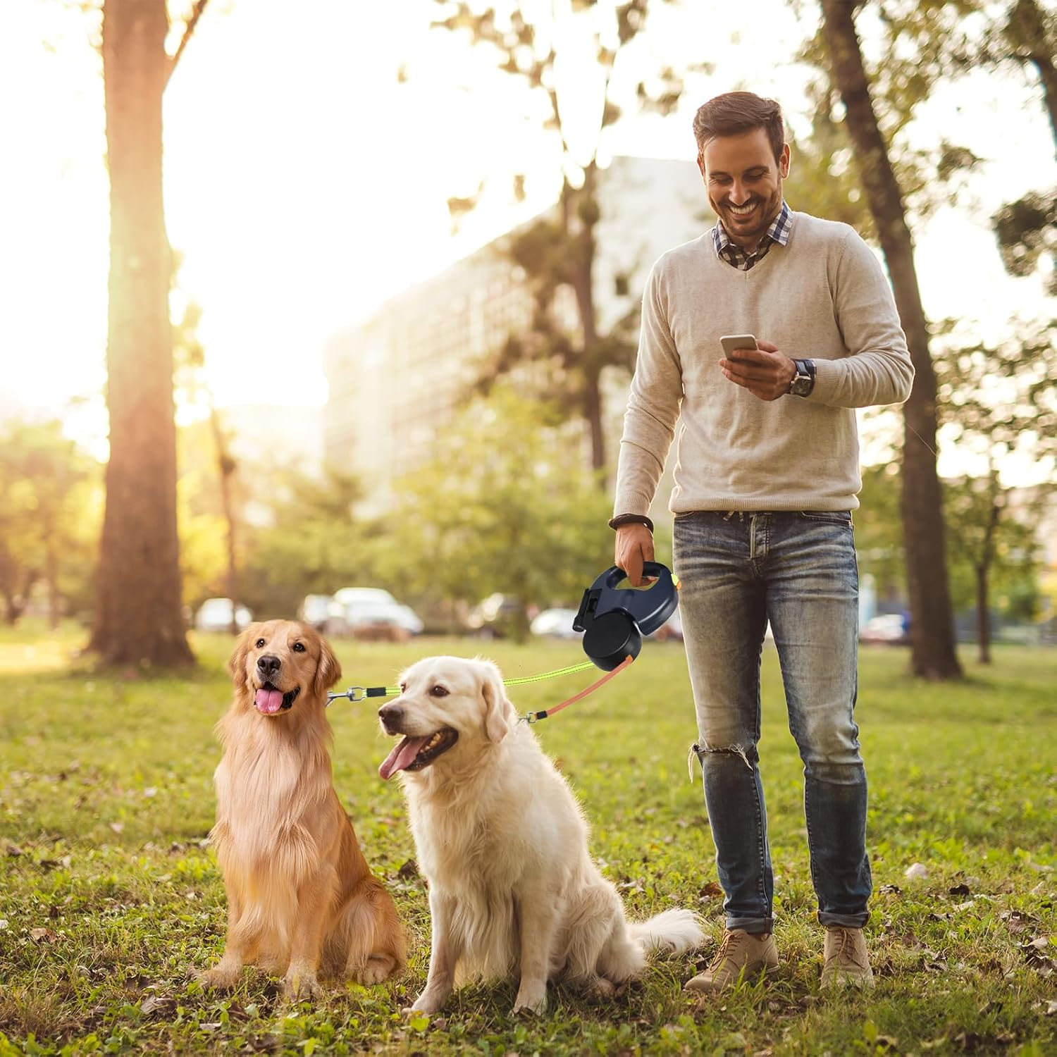 360 Swivel Dual Pet Dog Walking Leash - multiple color options