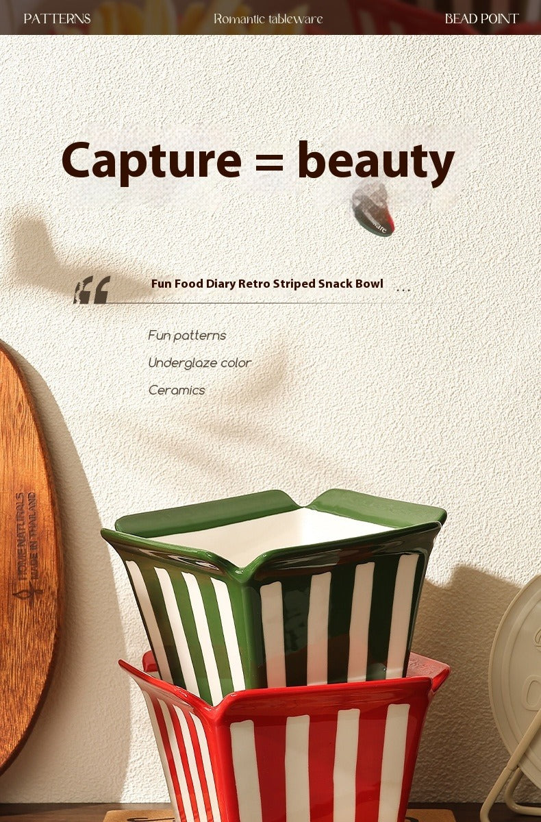 Ceramic Popcorn Bowl French Fries Shape