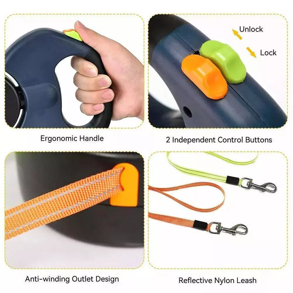 360 Swivel Dual Pet Dog Walking Leash