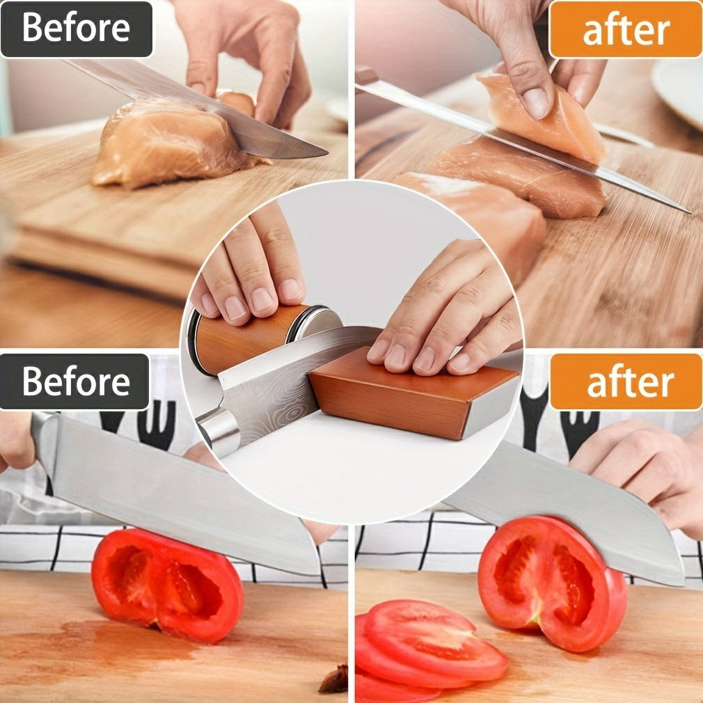 Roller Knife Sharpener Kit with Diamond Dual-Grind