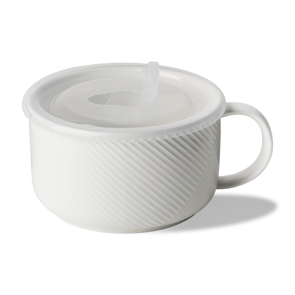 Adewnest Oversized Soup Bowl with Handle: 38 Ounce Ceramic Ramen Bowl with Lid - Microwave Safe Jumbo Soup Mug with Handle - Extra Large Soup Cup - White 6 Inch