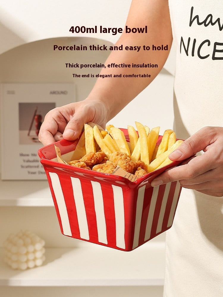 Ceramic Popcorn Bowl French Fries Shape