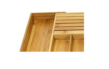 Bamboo Expandable Drawer Organizer with Knife Slot