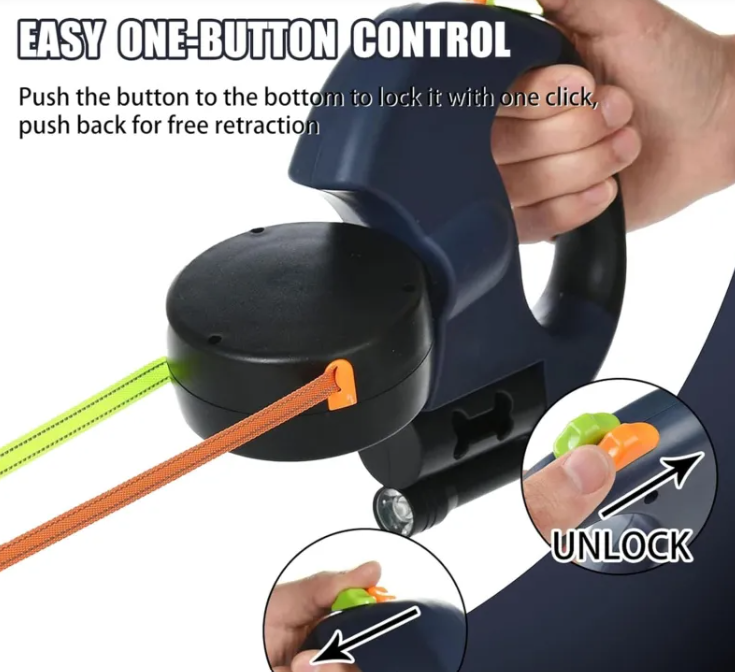 360 Swivel Dual Pet Dog Walking Leash - multiple color options