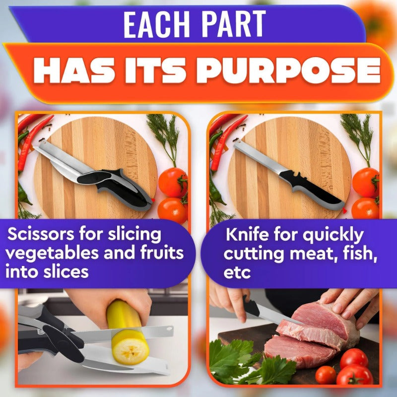 2-in-1 Kitchen Scissors Cutting Board Knife