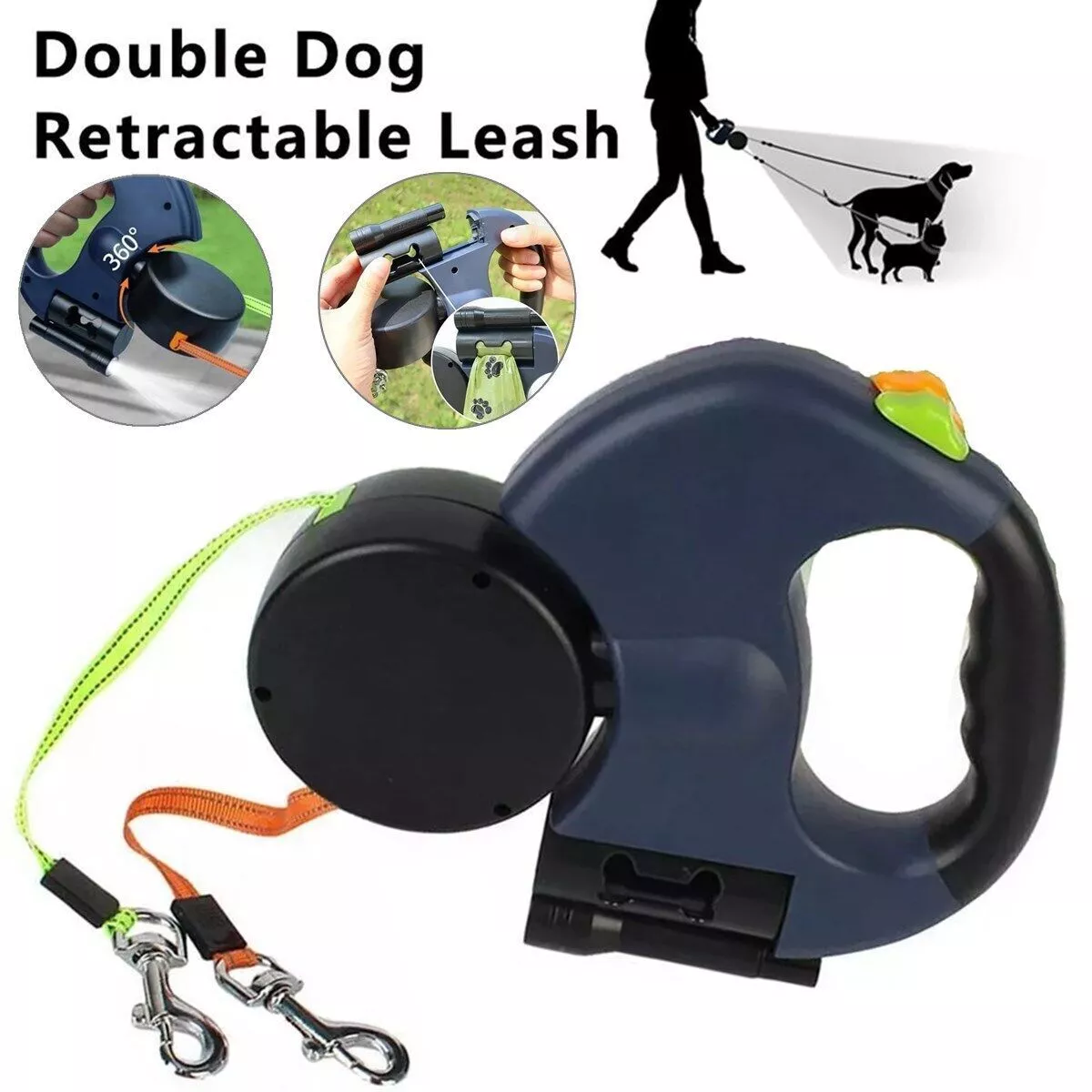 360 Swivel Dual Pet Dog Walking Leash