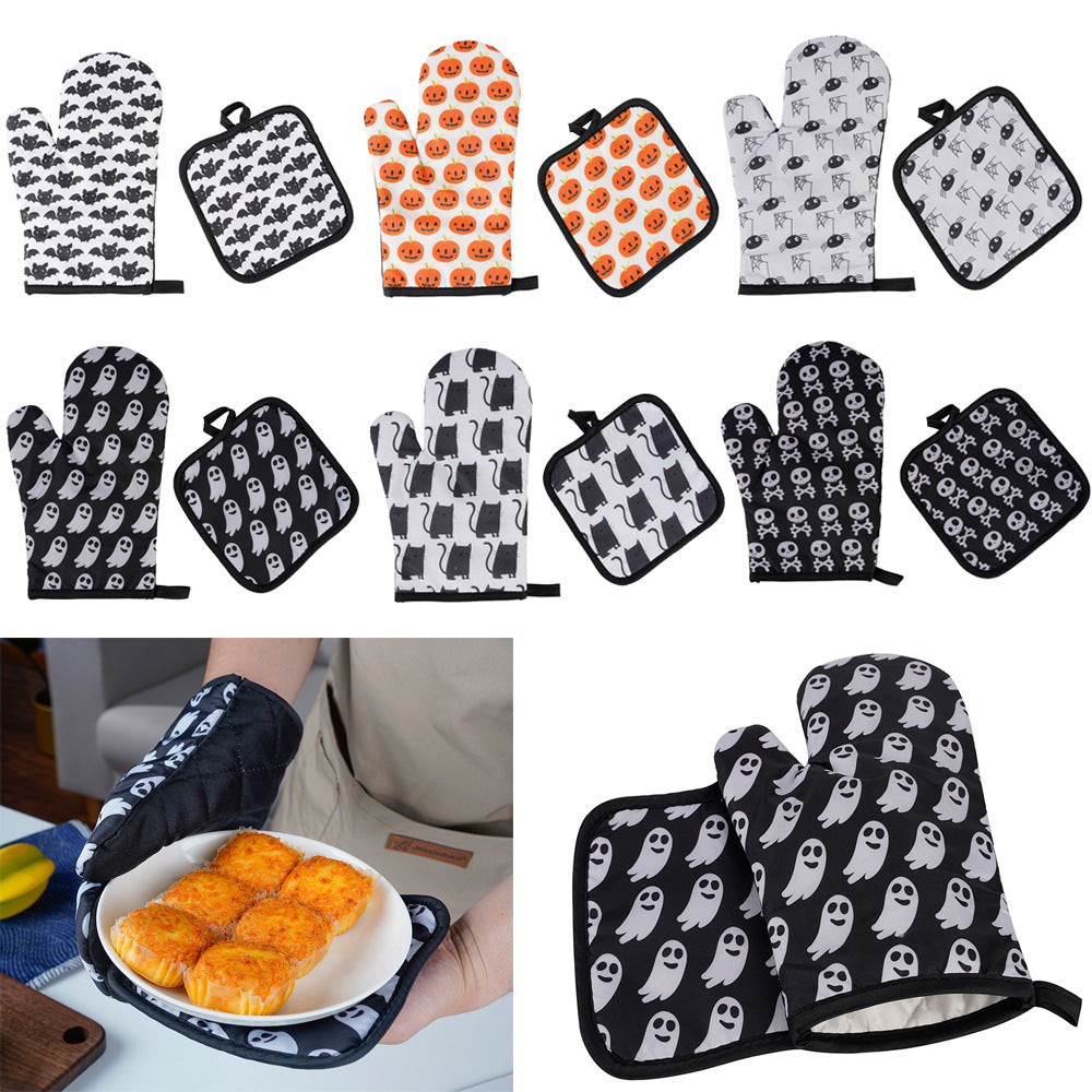 Halloween Pattern Insulated Microwave Oven Gloves