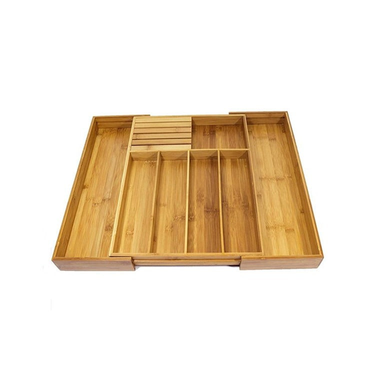 Bamboo Expandable Drawer Organizer with Knife Slot