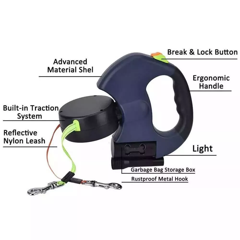 360 Swivel Dual Pet Dog Walking Leash - multiple color options