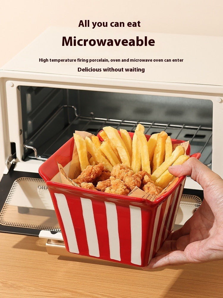 Ceramic Popcorn Bowl French Fries Shape