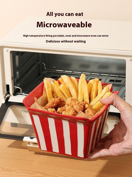 Ceramic Popcorn Bowl French Fries Shape