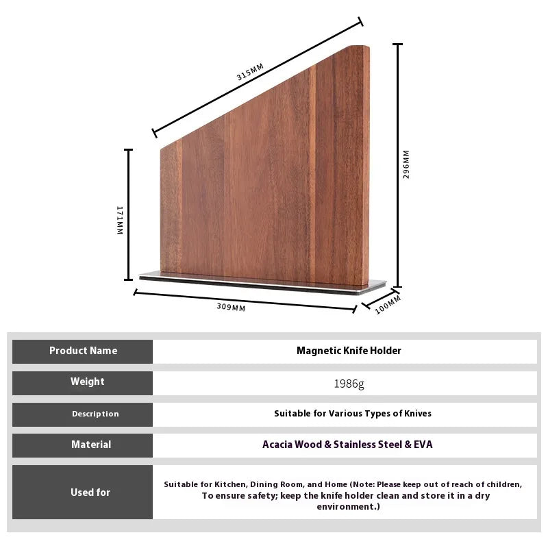 Magnetic Solid Wood Knife Holder