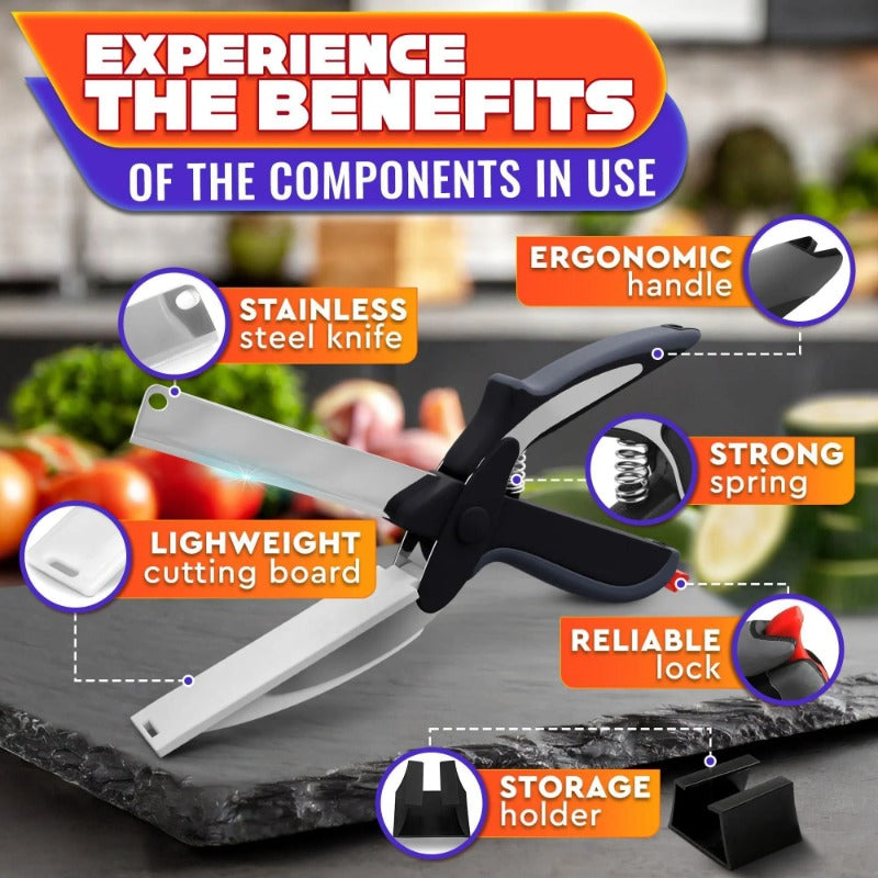 2-in-1 Kitchen Scissors Cutting Board Knife